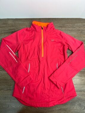 New Balance Pink Half Zip Pullover Athletic Top Reflective Running Jacket Small
